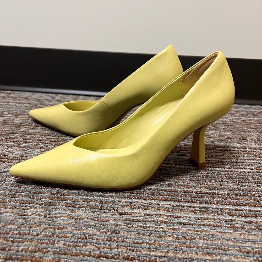 MANGO Lime Yellow Pointed-Toe Women's Pumps New